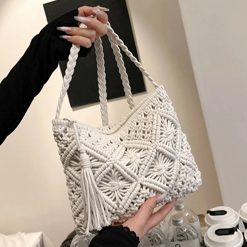 Fashion Woven Hollow Out Shoulder Bag | Straw Summer Crossbody & Beach Handbag Luxegan
