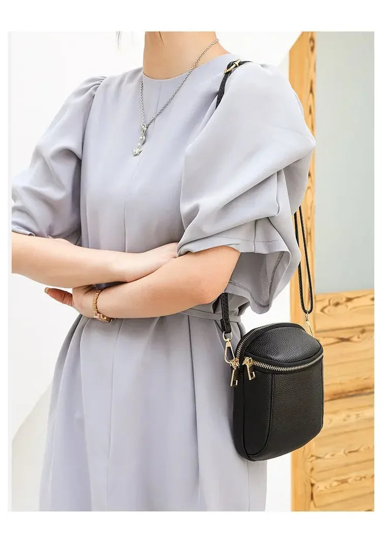 New Mini Cross-body Texture Top Layer Cowhide Shoulder Bag for Women | Fashion High Quality Soft Genuine Leather Mobile Phone Bag Luxegan