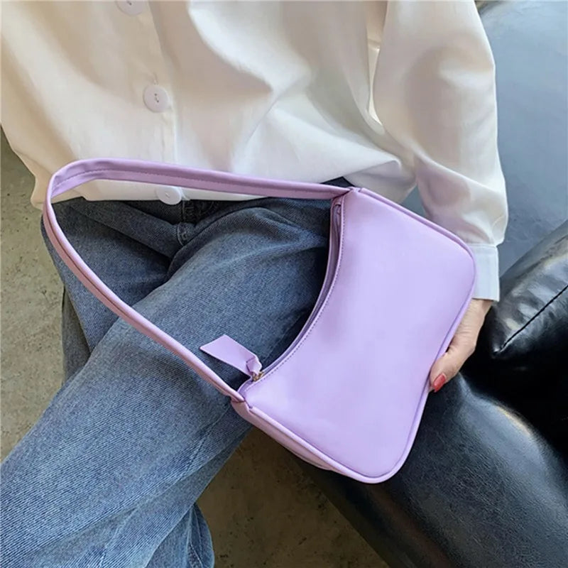 Casual One-Size Women’s Shoulder Bag | Sophisticated Armpit Portable Bag | Luxury Designer Baguette Purse | Fashion-Forward PU Leather Side Bag with Interior Slot Pocket (Model: Portable Bag) Luxegan