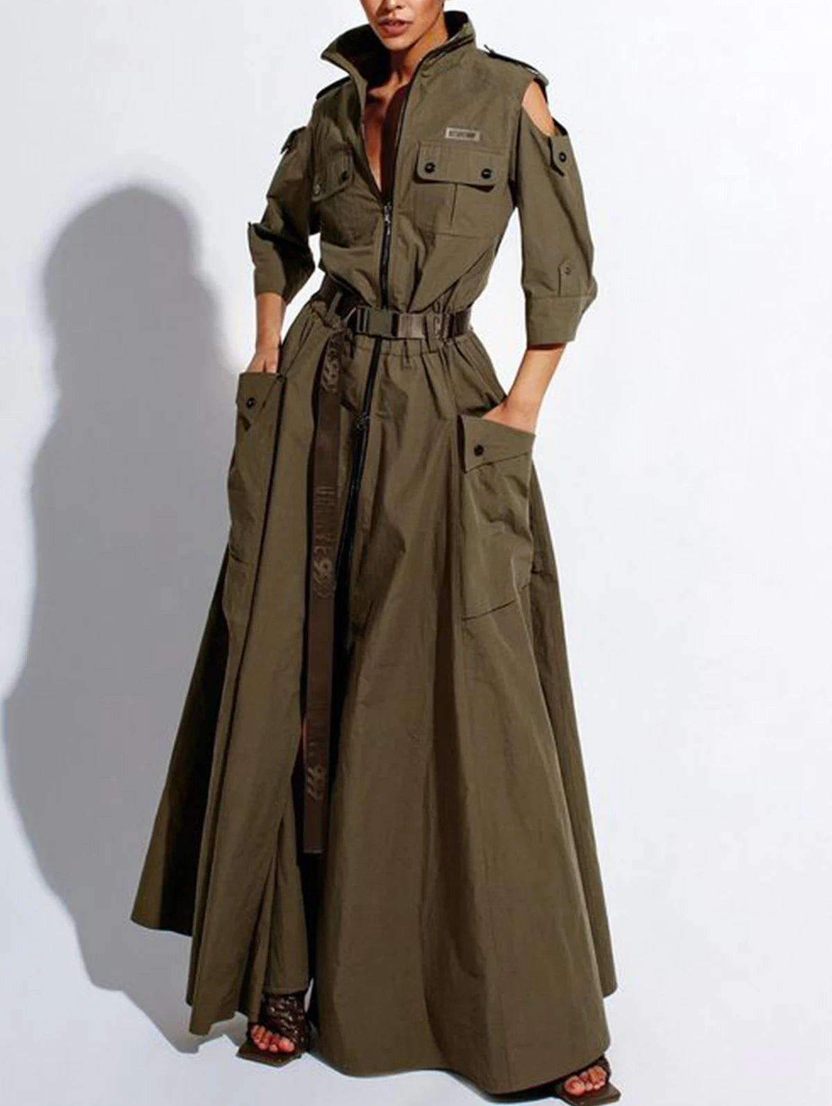 Women's Retro Maxi Dress with Pockets Luxegan