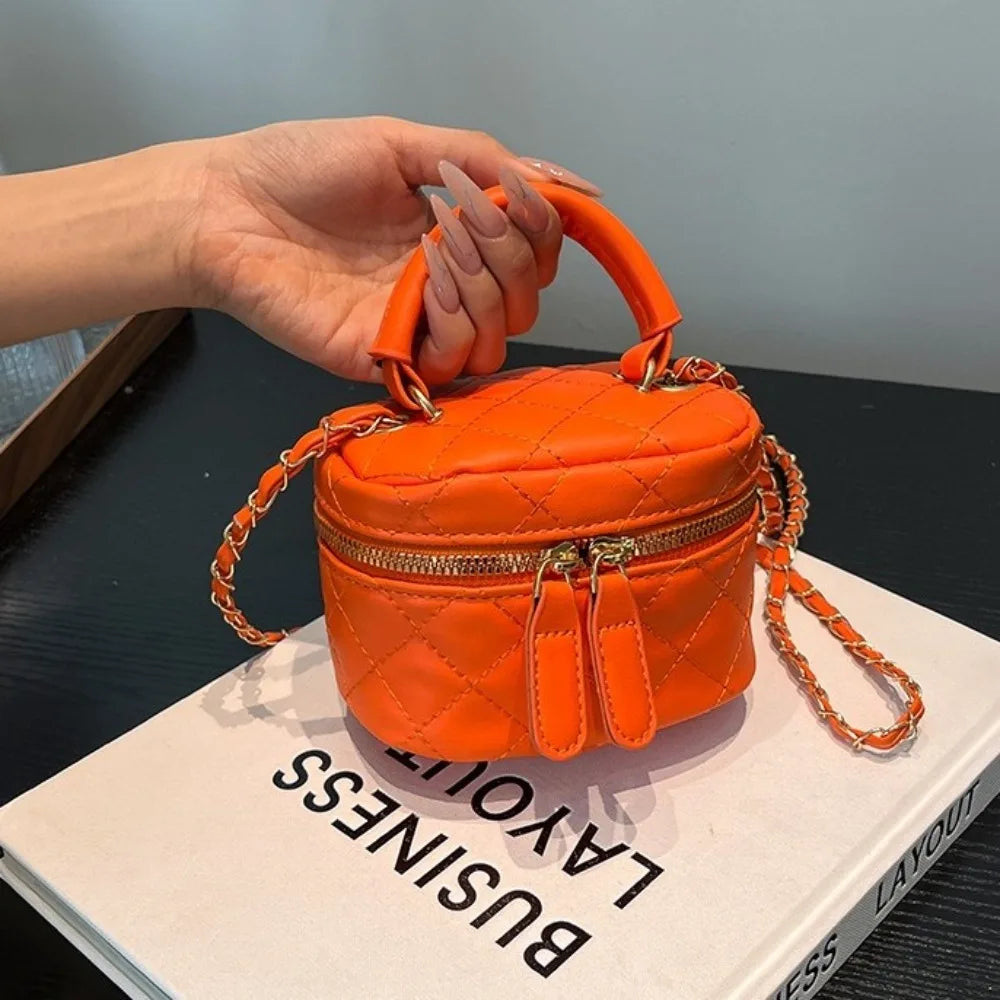 Mini Diamond Quilted Leather Bucket Bag Multi-Color Checkered Pattern Crossbody Bag with Gold Chain Shoulder Strap Shoulder Bag Luxegan