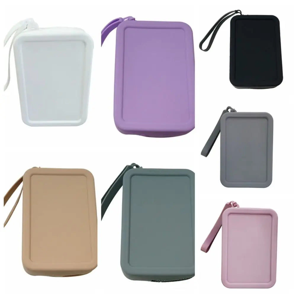 Morandi Color Silicone Cosmetic Bag | Rectangle Large Capacity Multifunction Storage Pouch | Solid Color Zipper Coin Purse Luxegan