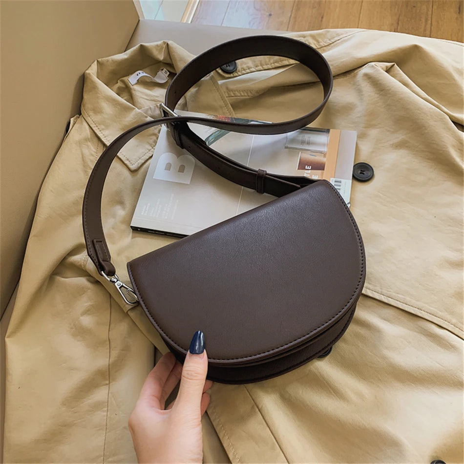 Genuine Retro Saddle Bag | Soft PU Leather Designer Crossbody Luxegan
