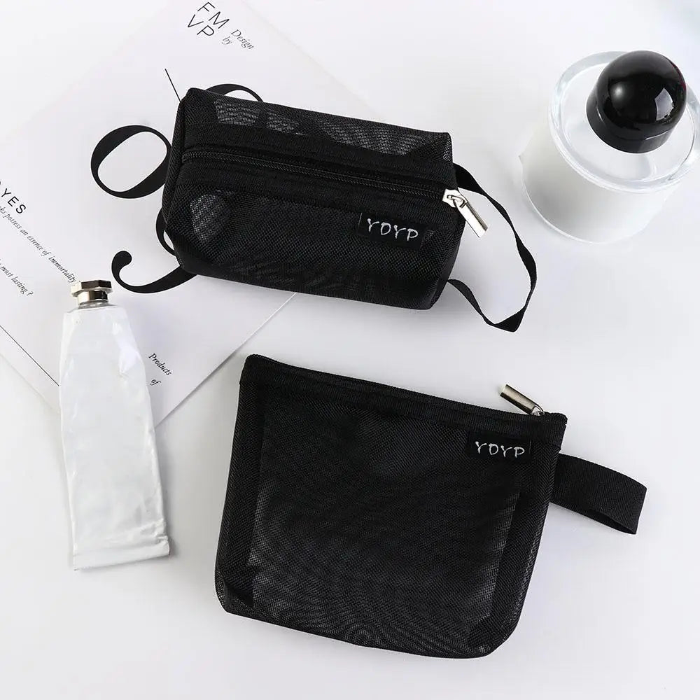 Mesh & Nylon Zipper Pouch | Transparent Travel Organizer & Coin Purse Luxegan