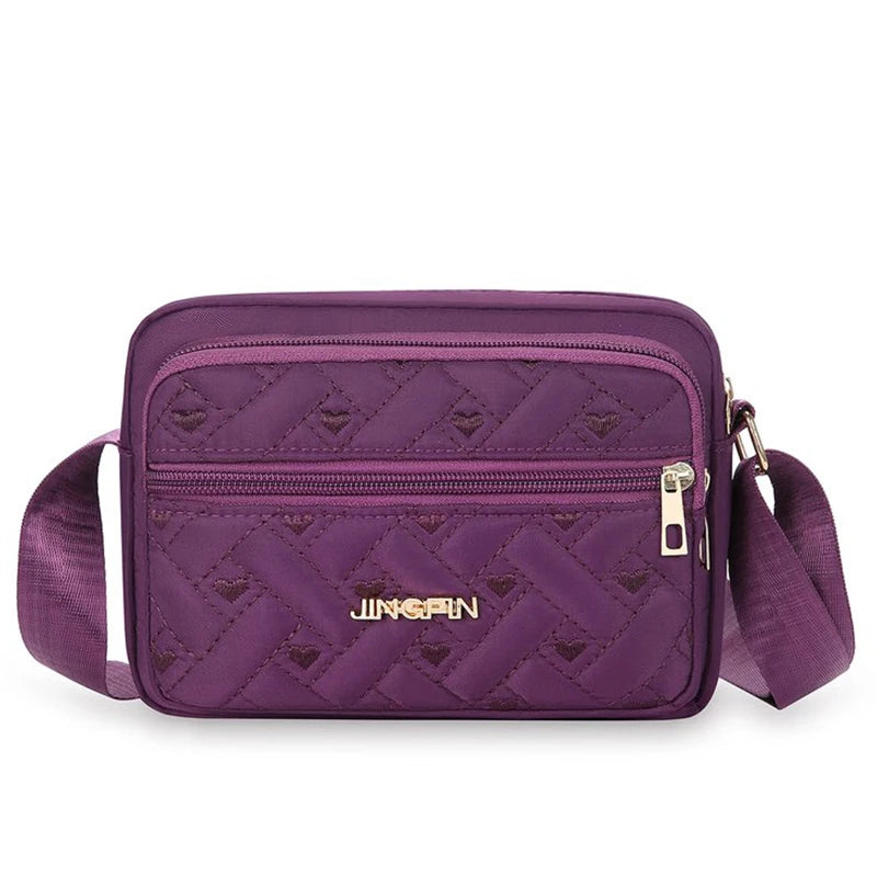 Middle-aged Women's Crossbody Bag | Multi-layer Embroidered Nylon Handbag Luxegan