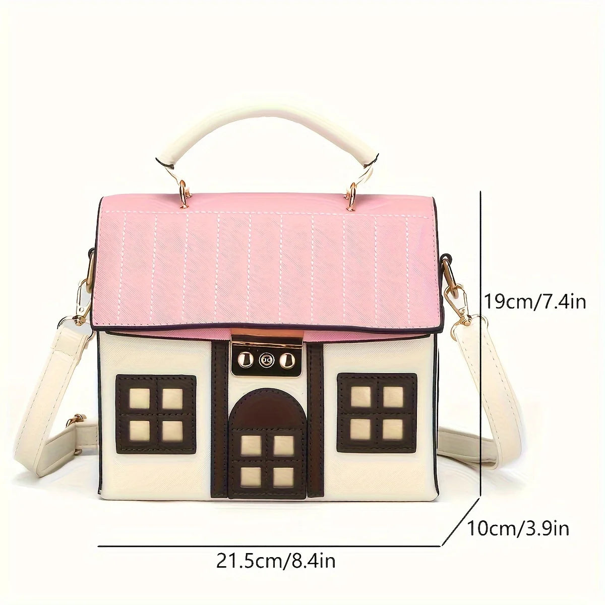 New Creative Cartoon Small House Crossbody Bag | Cute Funny Contrasting Color PU Leather Women's Handbag Luxegan