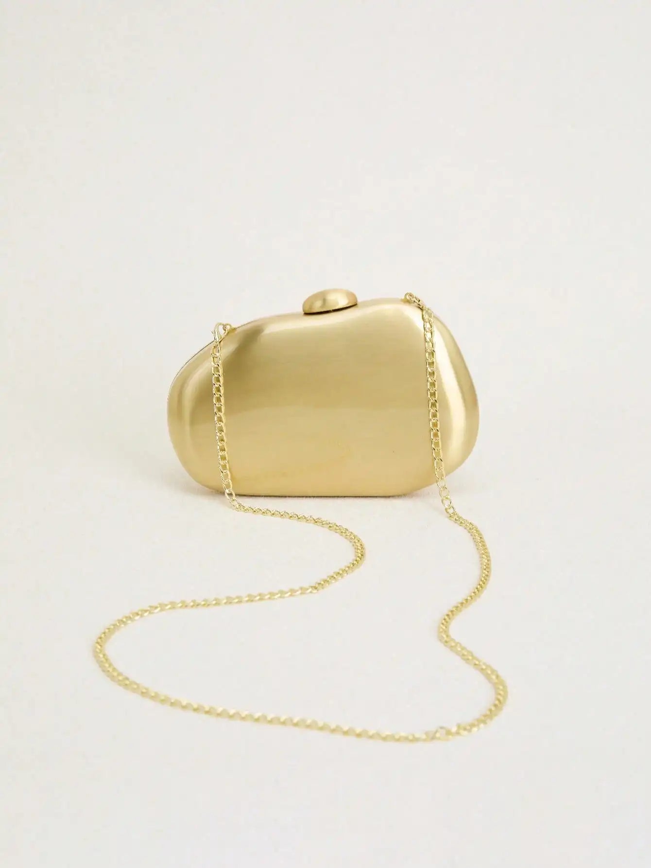 Designer Gold Mirror Shell Evening Clutch Bag | Luxury Metallic Hard-Case Small Purse for Women - view 4