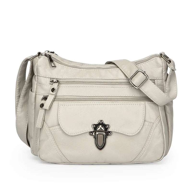 Retro Multi-Pocket PU Leather Handbags | Luxury Designer Shoulder Bag Luxegan