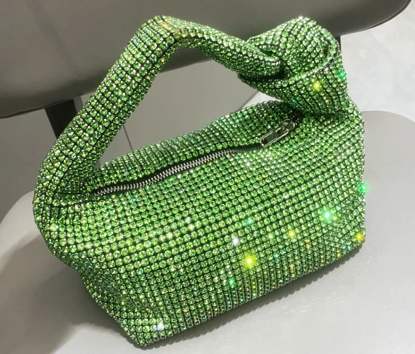 Handle Rhinestones Knot Evening Bag | Crystal Top Handle Bag & Luxury Designer Tote Luxegan