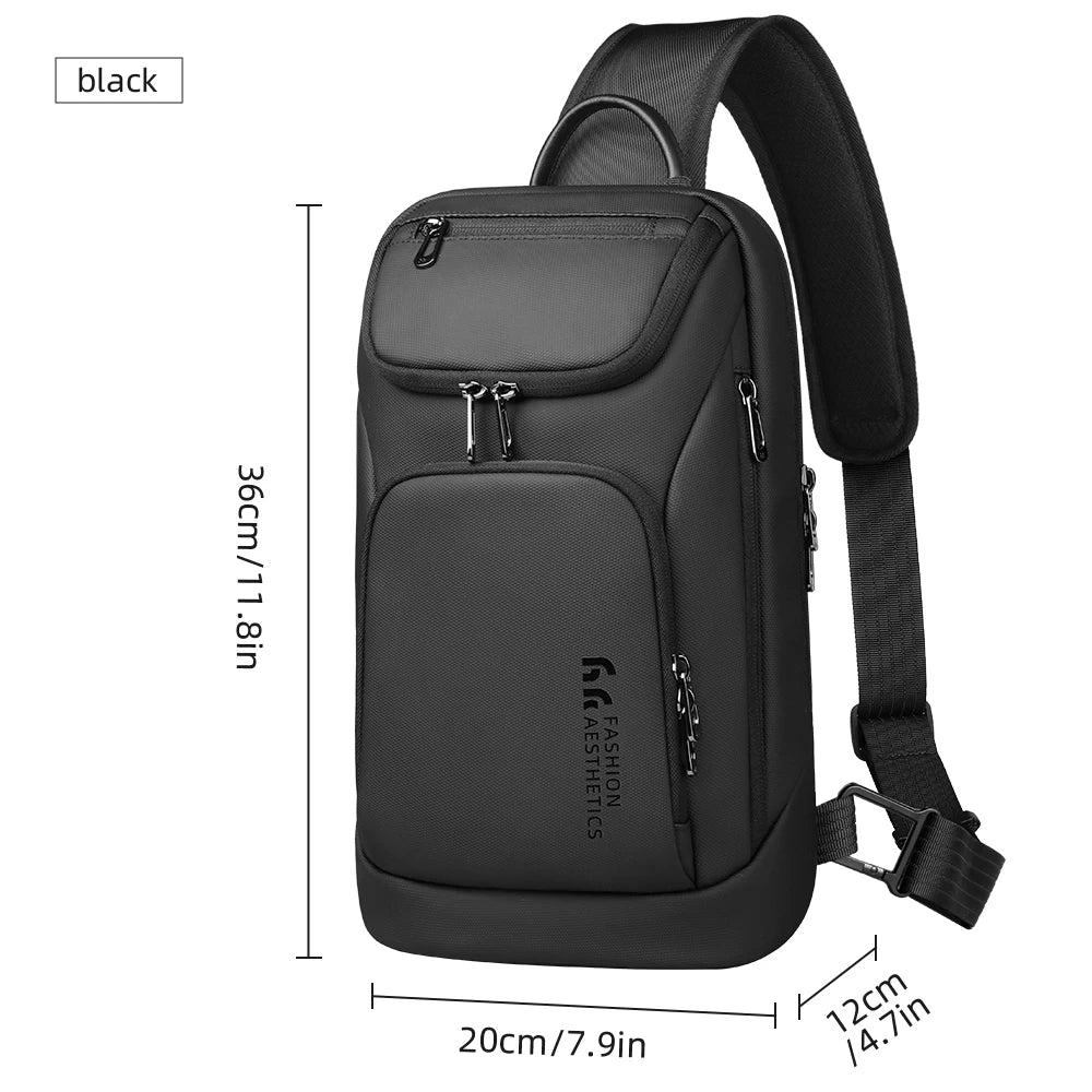 Business Crossbody Messenger Bag | Sophisticated "Box" Silhouette | Waterproof Travel Chest Bag for 11.3-inch iPad | "Dignified" High-Performance HK-6951B Essential for Radiant Versatile Styling Luxegan