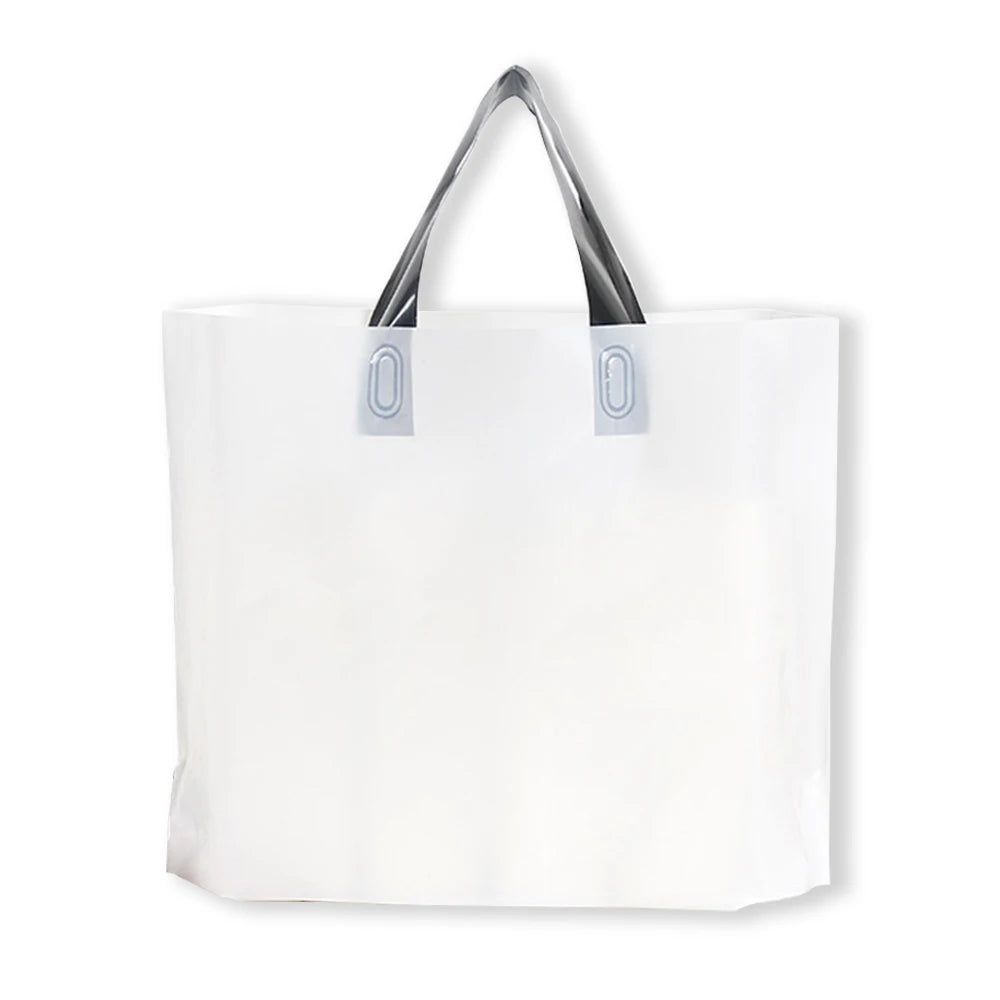 Custom Logo Plastic Shopping Bags | Personalized Small Business Boutique Retail Bags | Premium Gift Packaging with Handles for Parties, Weddings, and Events (20/50pcs Sets) Luxegan