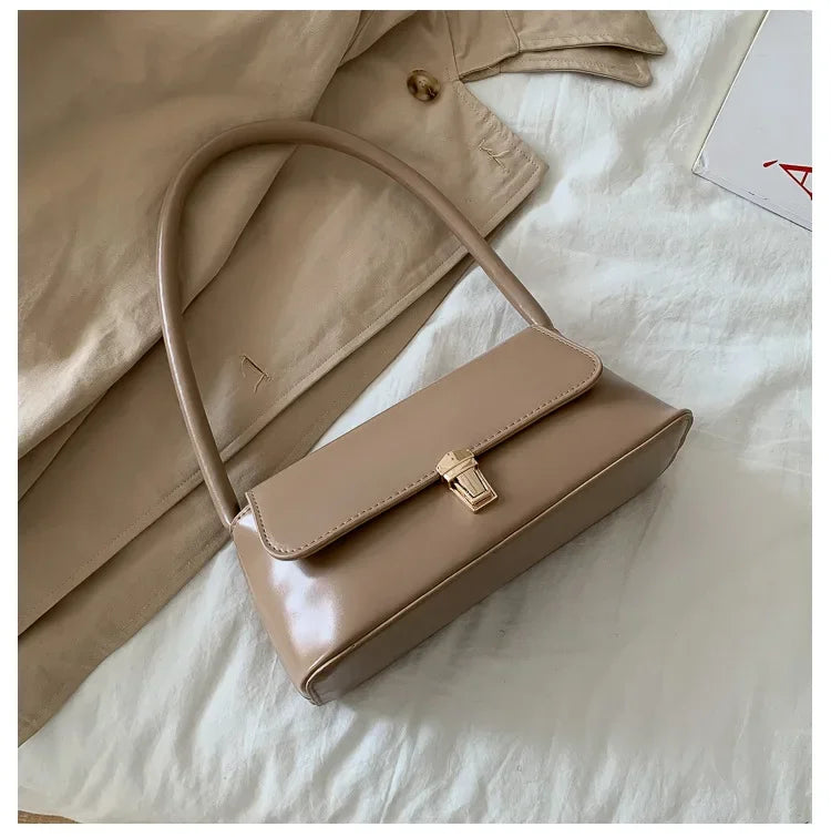Fashion Retro Women's Shoulder Bag | Simple Solid Colour Handbag & Vintage Underarm Bag (Unisex Tote) Luxegan