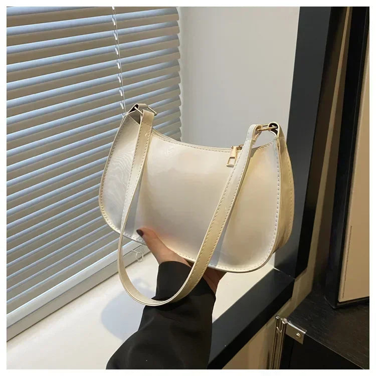 Soft Patent Leather Hobo Shoulder Bag | Korean Fashion Commuting Bag Luxegan