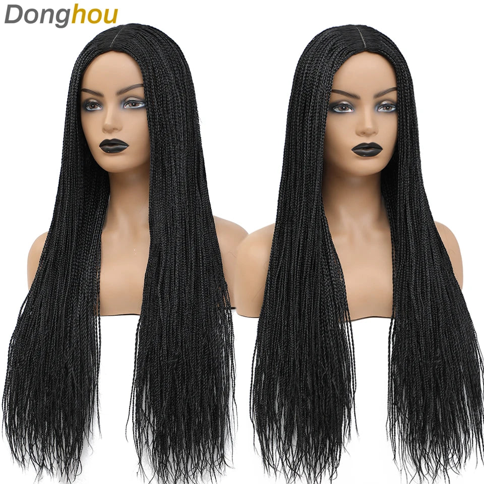 New Style Ombre Box Braided Wigs For Women Braided Wig Fake Scalp Wholesale Wigs Perruque Longue Synthétique Braiding Hair Wig Luxegan
