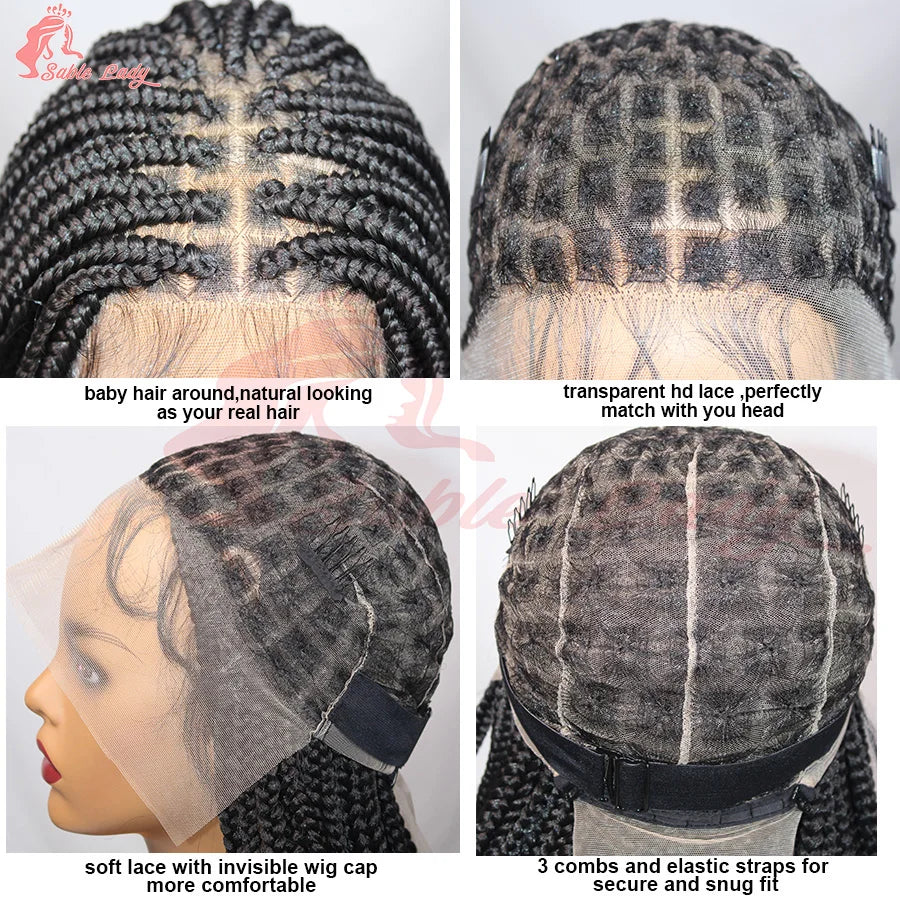 36 Inch Goddess Knotless Box Braids Cornrow Wig | 360 Full Lace