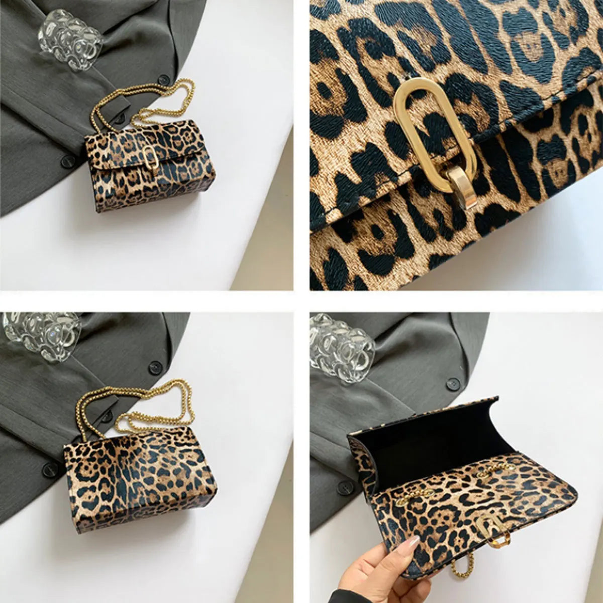 Leopard Print Fashion PU Shoulder Bag | Retro Chain & Crossbody Luxegan