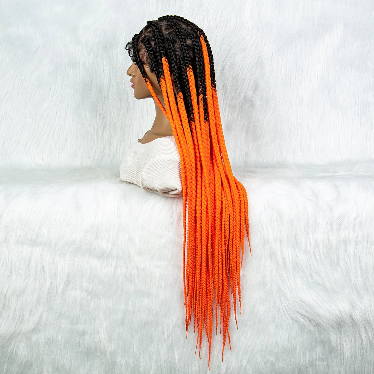 Colorful Knotless Box Braids Wig | Full Lace Cornrow Accents | Black Women Luxegan