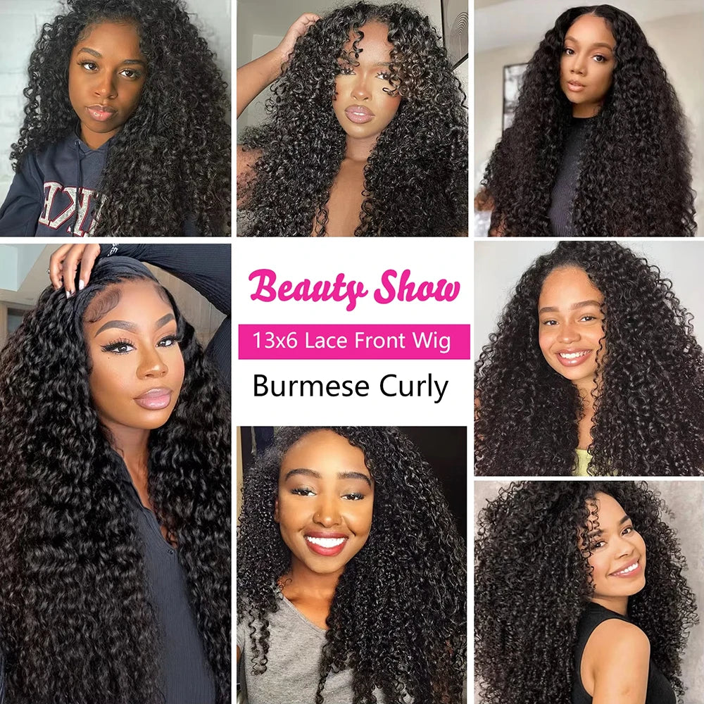 46-Inch Burmese Curly HD Lace Wig | Sophisticated 200% Density 13x6 & 7x6 Transparent Frontal | Elegant "Brazilian Remy" Silhouette | "Dignified" Pre-Plucked Glueless Human Hair for Radiant Versatile Styling Luxegan