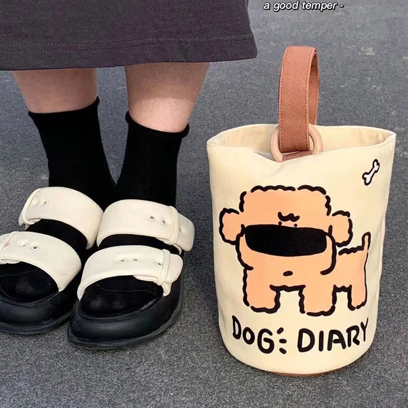 Disney Cartoon Canvas Bucket Bag | Casual Shoulder Bag Large Capacity Outing Shopping Bag | Women Sweet Cute Handbag Lunch Bag