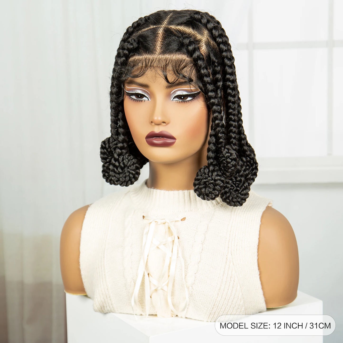 Handmade Bantu Knotless Braids Wig | Full Lace Frontal | Baby Hair Luxegan