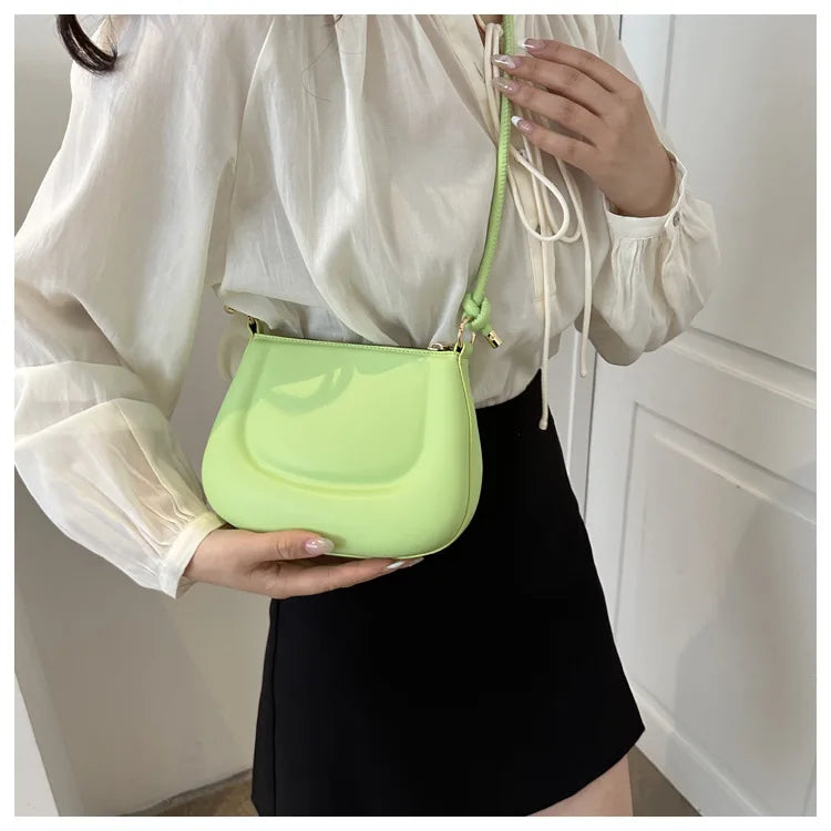 Soft PU Leather Ladies Crossbody Bag | Women's Purple Underarm Bag & Retro Solid Color Handbag (Fashion Design Girl Small Shoulder Bag) Luxegan