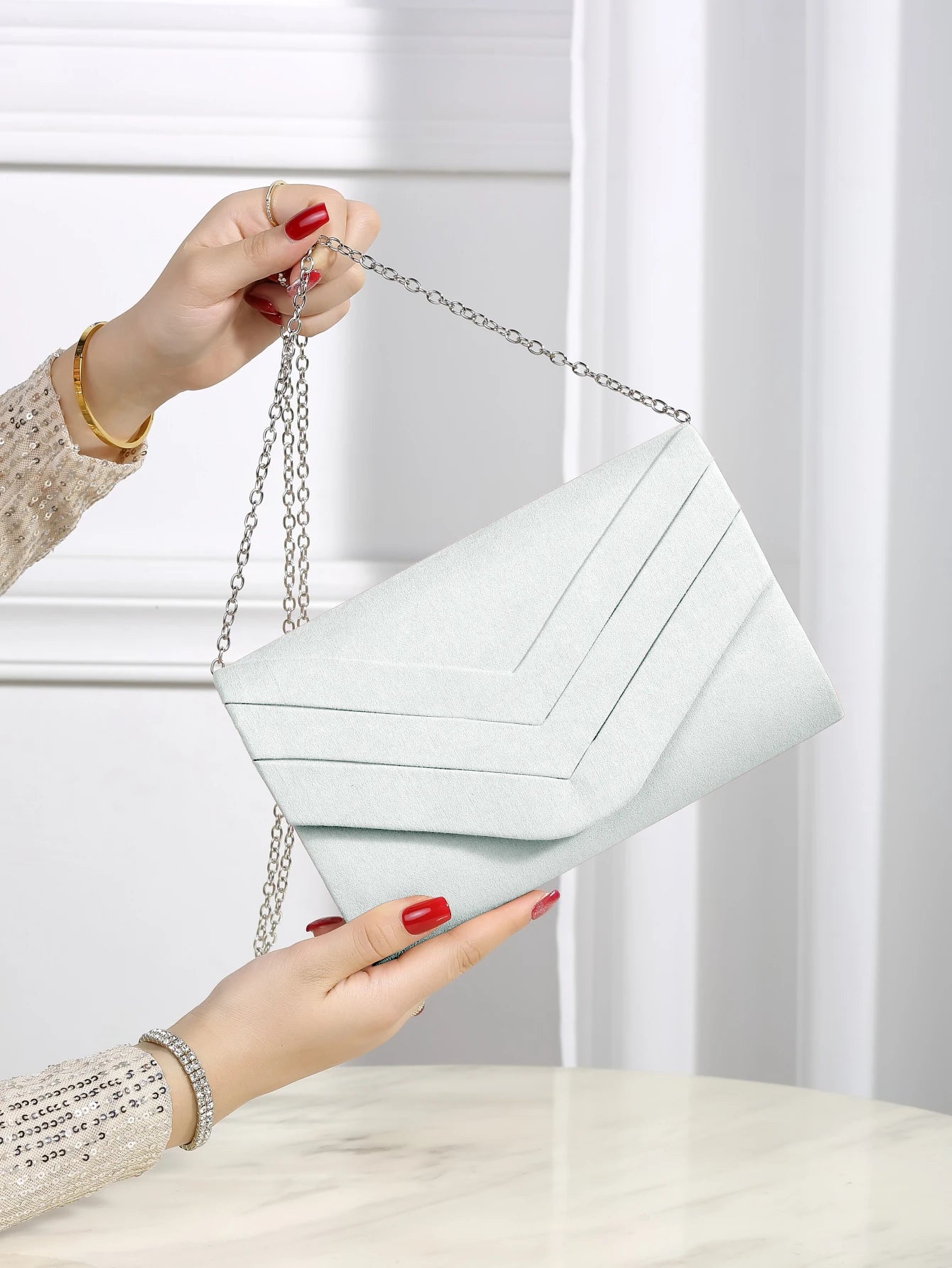 Luxury Evening Bag | Elegant & Quiet Luxurious Metal Trimmed Velvet Bag Luxegan