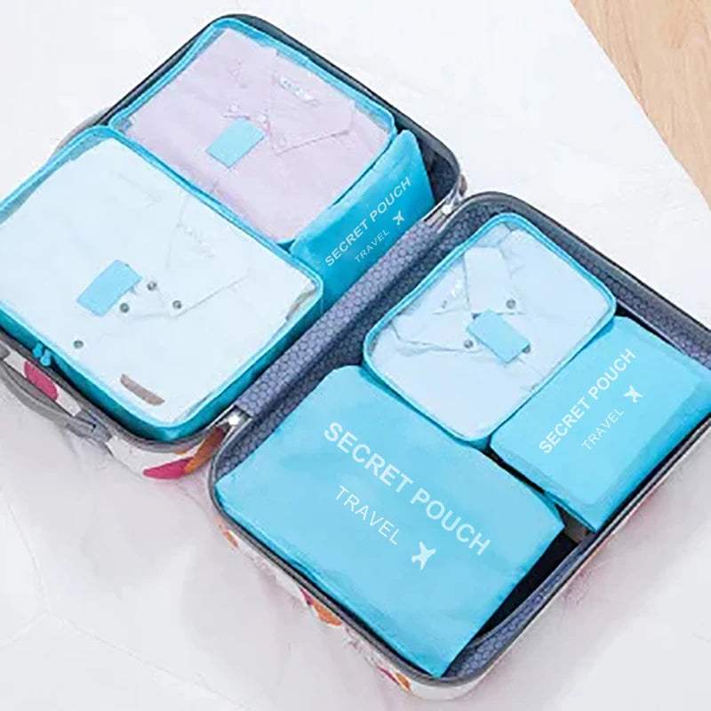 6-Piece Travel Storage Bag Set | Large Capacity Luggage & Clothes Sorting Organizer | Sophisticated Oxford Packing Cubes | Fashion-Forward Suitcase Pouch Set for Versatile Travel Luxegan