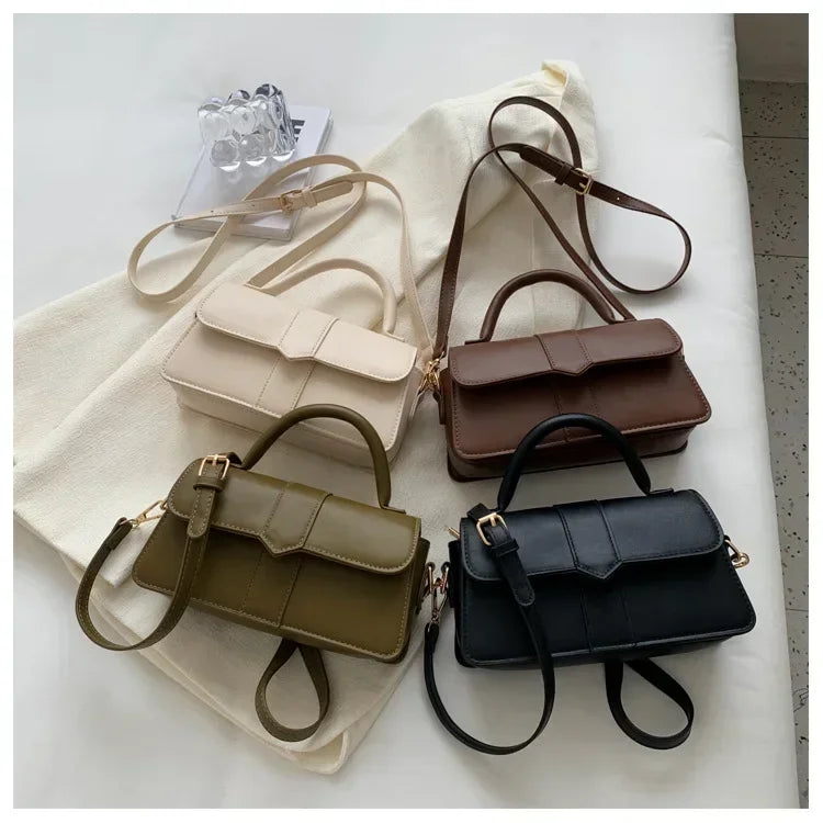 Vintage PU Leather Small Square Underarm Bag | Fashion Women's Shoulder Handbag & Crossbody Satchel Luxegan