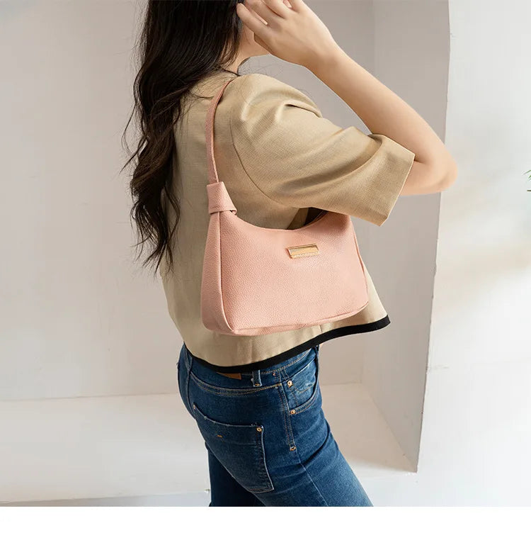Women's Retro Solid Color PU Leather Handbag | Fashion Shoulder Underarm Casual Hobo Bag for Ladies Luxegan