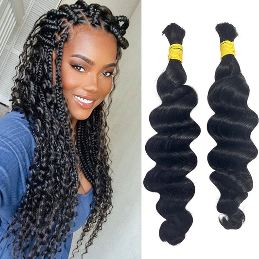 Loose Deep Curly Human Hair for Braiding | No-Weft Bulk Extensions | 12–30 Inches