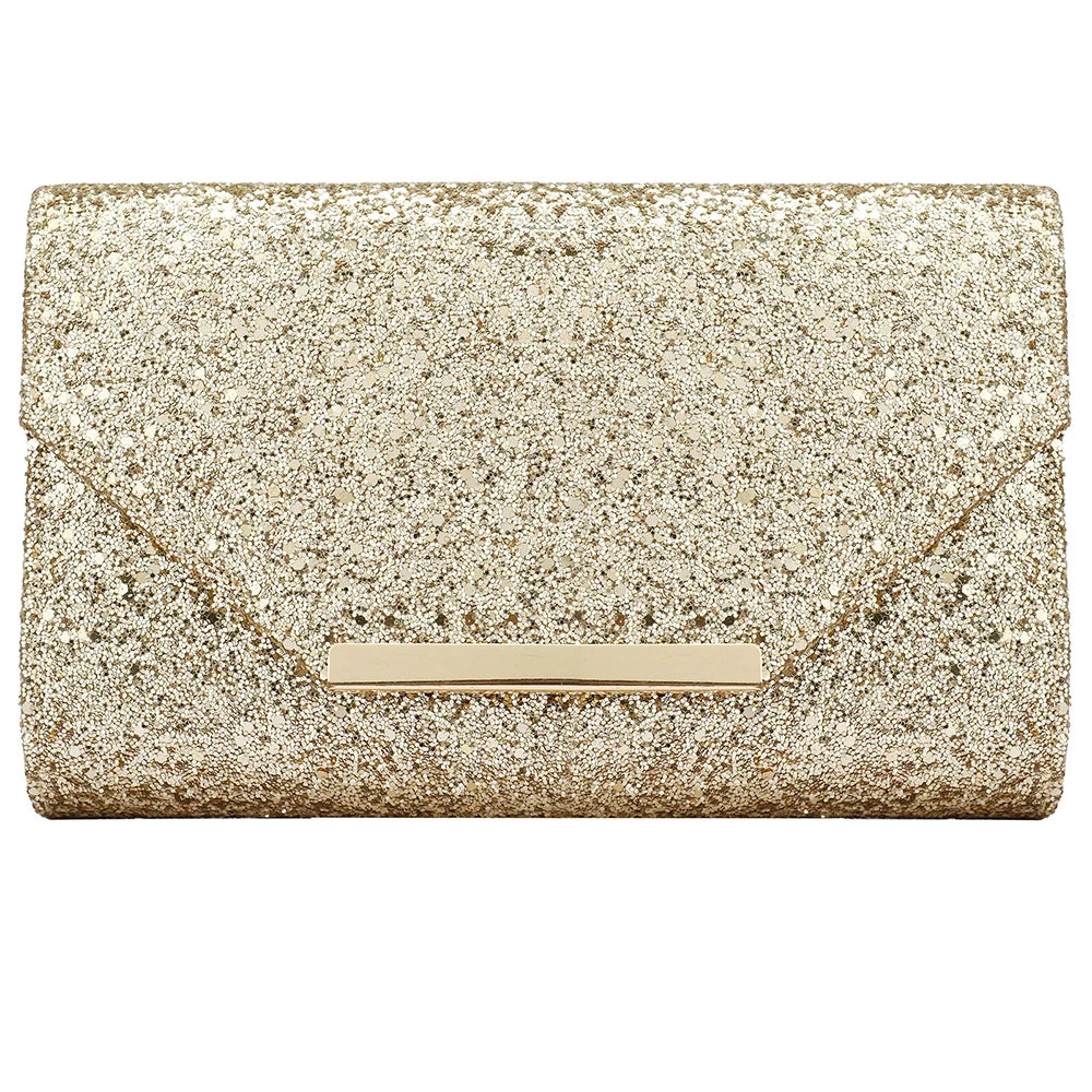 Sequined Envelope Clutch Bags For Women Fashion Gold Purses And Handbags With Chain Shoulder Bags Wedding Party Clutches