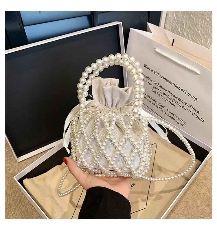 Women's Pearl Bag | Small Mini Tote Bag & Woven Crossbody Luxegan