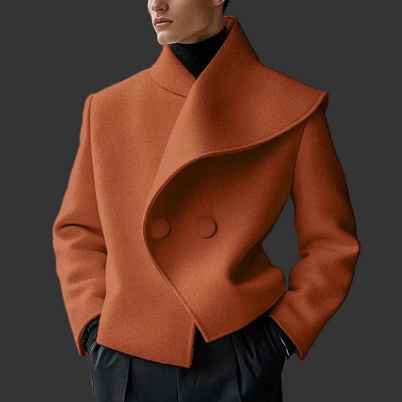 Men’s Asymmetrical Collar Casual Blazer | Sophisticated Solid All-Match Loose Silhouette | Elegant "Single Button" Handsome Suit | "Dignified" Tat-Woven Polyester for Radiant Versatile Styling Luxegan
