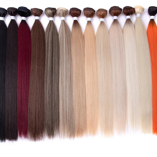 30-Inch Yaki Straight Synthetic Hair Bundles – 100g | Ombre & Linen Colors | High-Temp Fiber