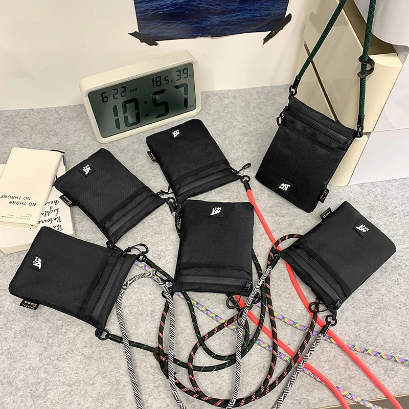 Original Design Nylon Cloth Messenger Bag | New Portable Mobile Phone Bag | Unisex Simple Shoulder Satchel with String Closure Luxegan