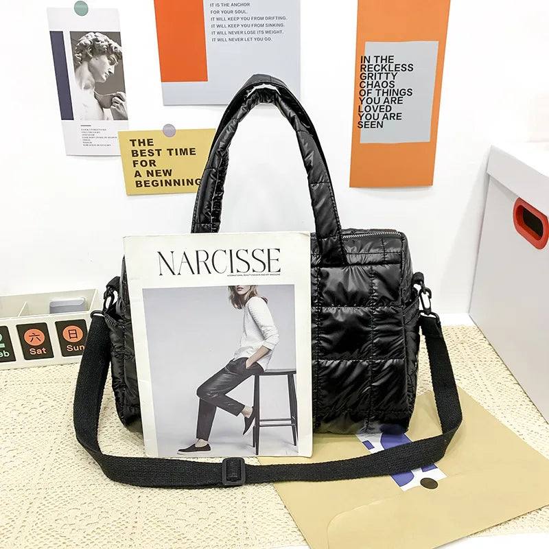 Soft Luxury Padded Nylon Tote | Big Capacity Waterproof Crossbody Bag Luxegan