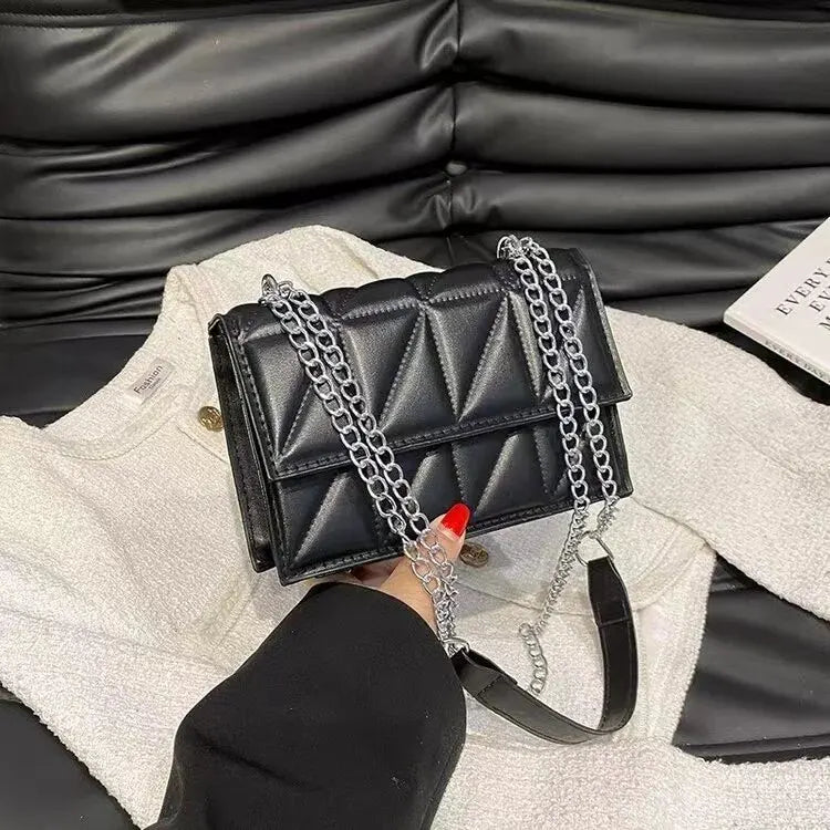 Classic Square Chain Bag | Stylish PU Leather Crossbody Purse Luxegan