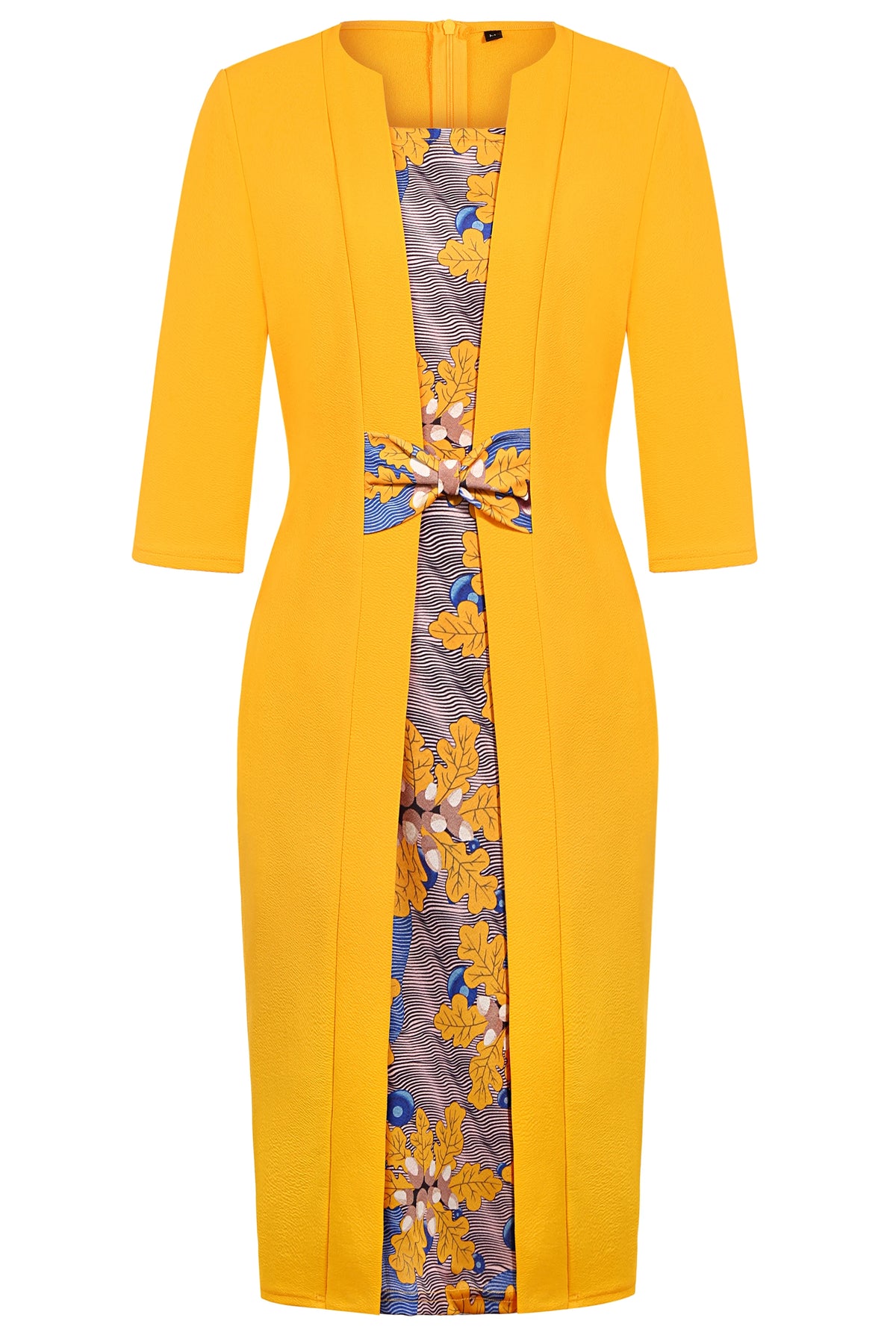 Square Neck Three-Quarter Sleeve Sheath Dress Luxegan