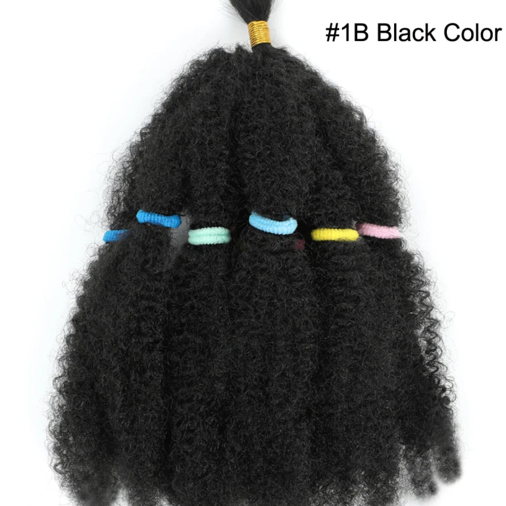 12-Inch Afro Kinky Curly Synthetic Braiding Hair Bulk - Ombre Marley Twists Crochet Extensions - Low Temperature Fiber Afro Twist Bulk Hair for Protective Styles (10 Strands/Pack, 50g) Luxegan