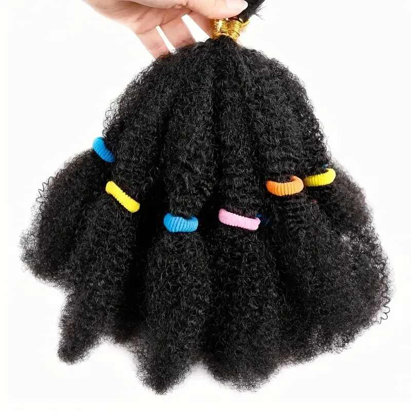 12 Inch Pre-Fluffied Afro Kinky Twist Braiding Hair | Synthetic Bulk Hair Extensions Ombre Colors - view 16