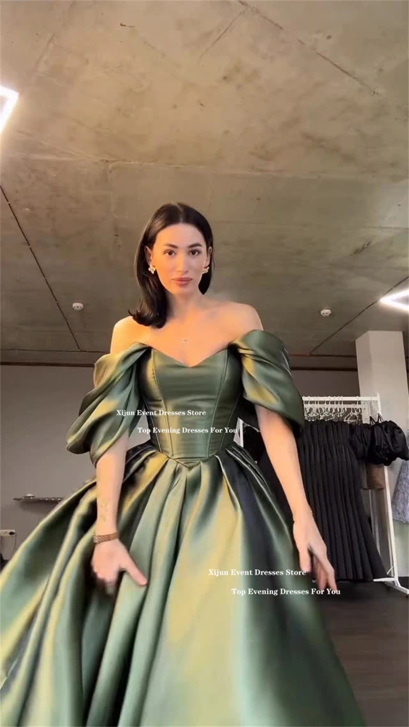 Xijun Modern Green Evening Dresses Off The Shoulder Sweetheart Prom Dress Formal Birthday Party Dresses Vestido 2026 Customized