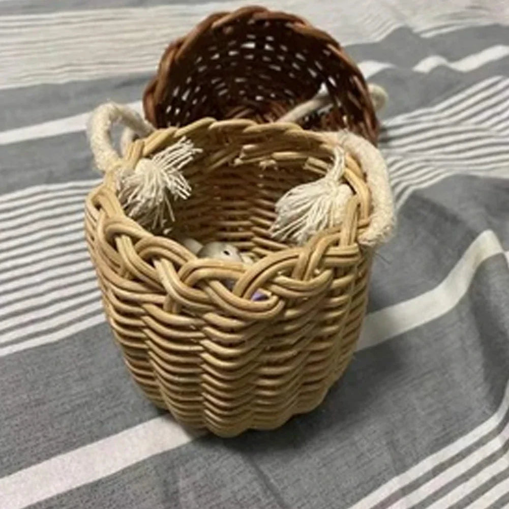 Acorn-shaped Woven Shoulder Bag | Tropical Beach Style Rattan Tote & Photo Prop Luxegan 