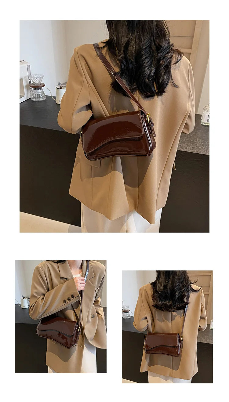 Elegant Solid Saddle Bag | Versatile Shoulder & Crossbody Purse Luxegan