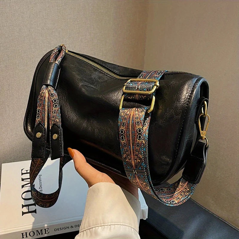 PU Leather Solid Pillow Bag | Stylish Vintage Large Capacity Crossbody Purse Luxegan