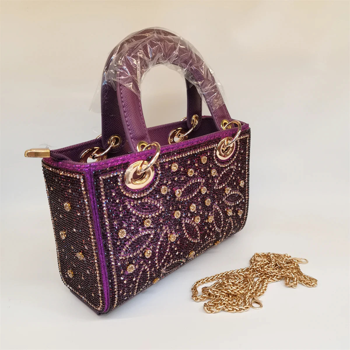 Soft Rhinestone Embellished Evening Bag | Fashion Chain Clutch Luxegan