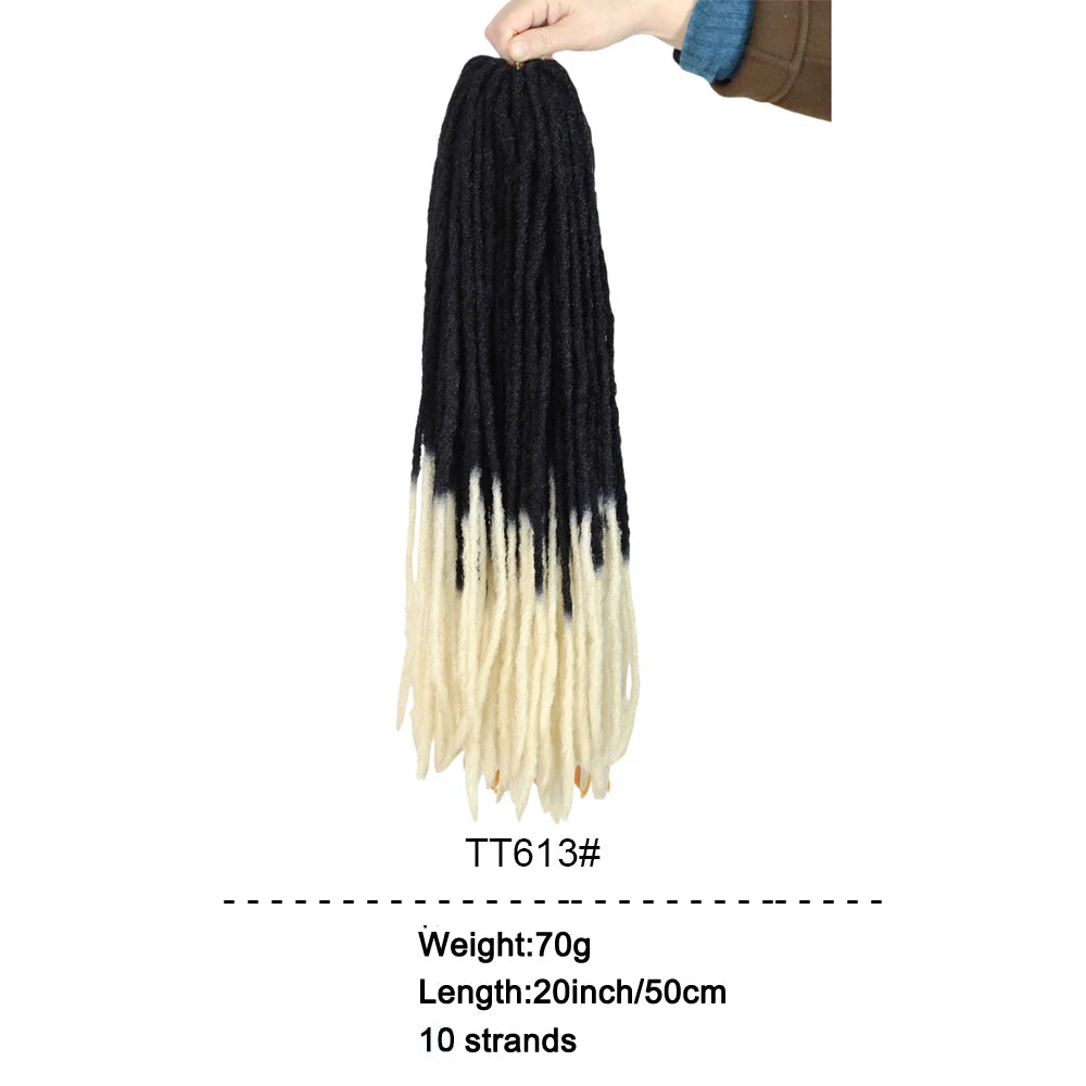 20-Inch Ombre Soft Dreadlocks Crochet Hair | Straight Synthetic Faux Locs for Black Women (Kanekalon Fiber) Luxegan