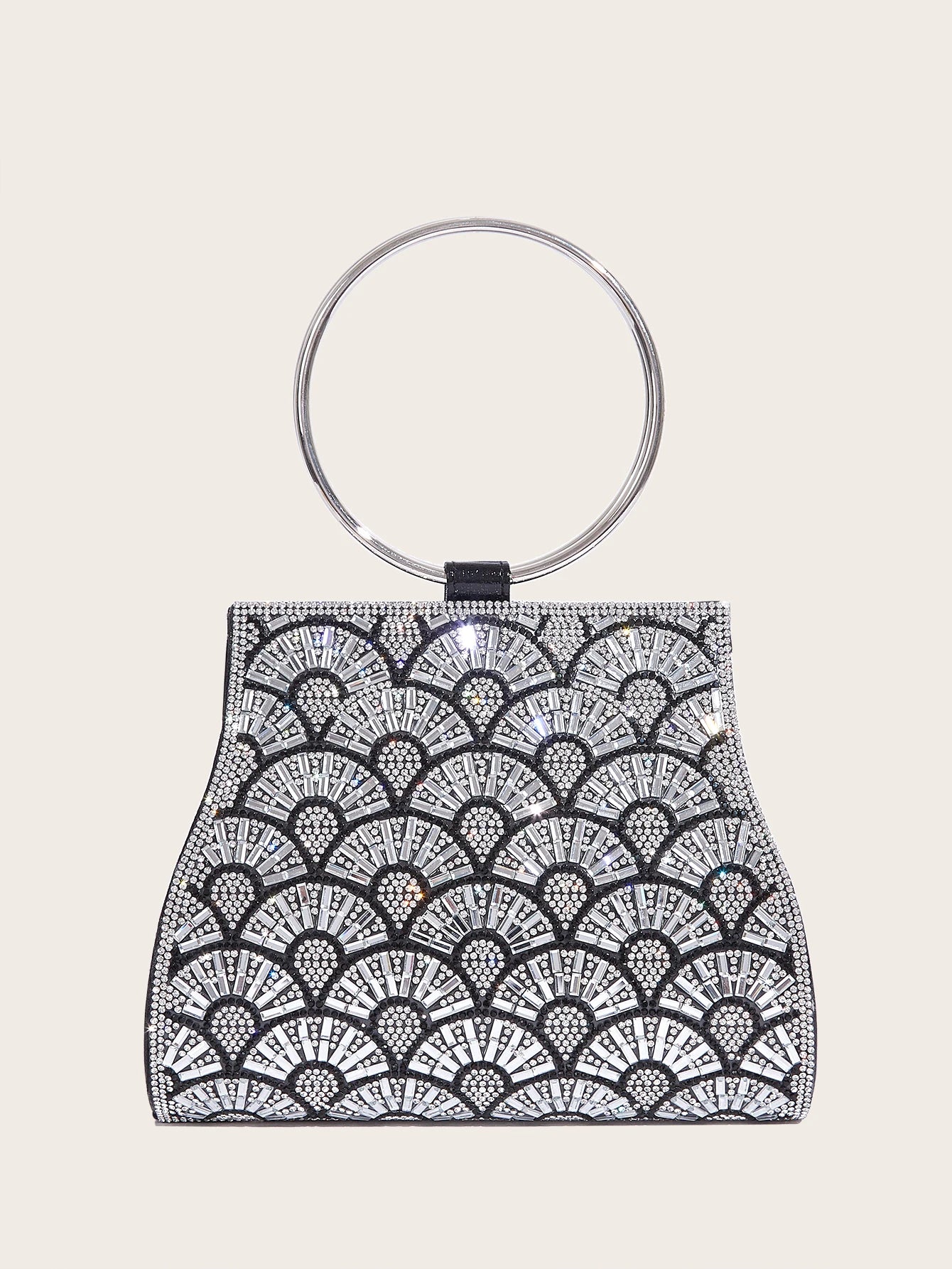 Acrylic Striped Diamond Clutch | Hard Bridal Rhinestones Evening Purse Luxegan