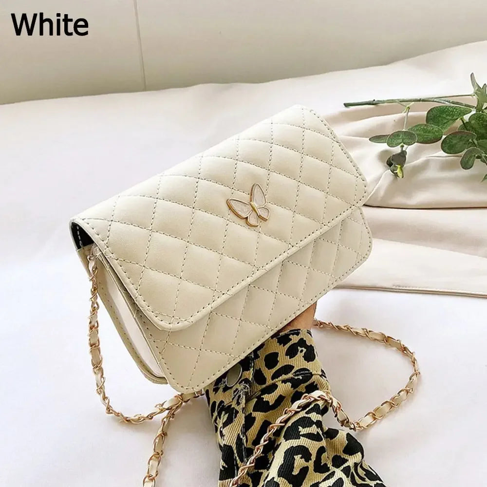 PU Leather Shoulder Bag Classic Style | Diamond Pattern Chain Bag & Women's Trendy All-Match Crossbody Bag (Mini Korean Style) Luxegan