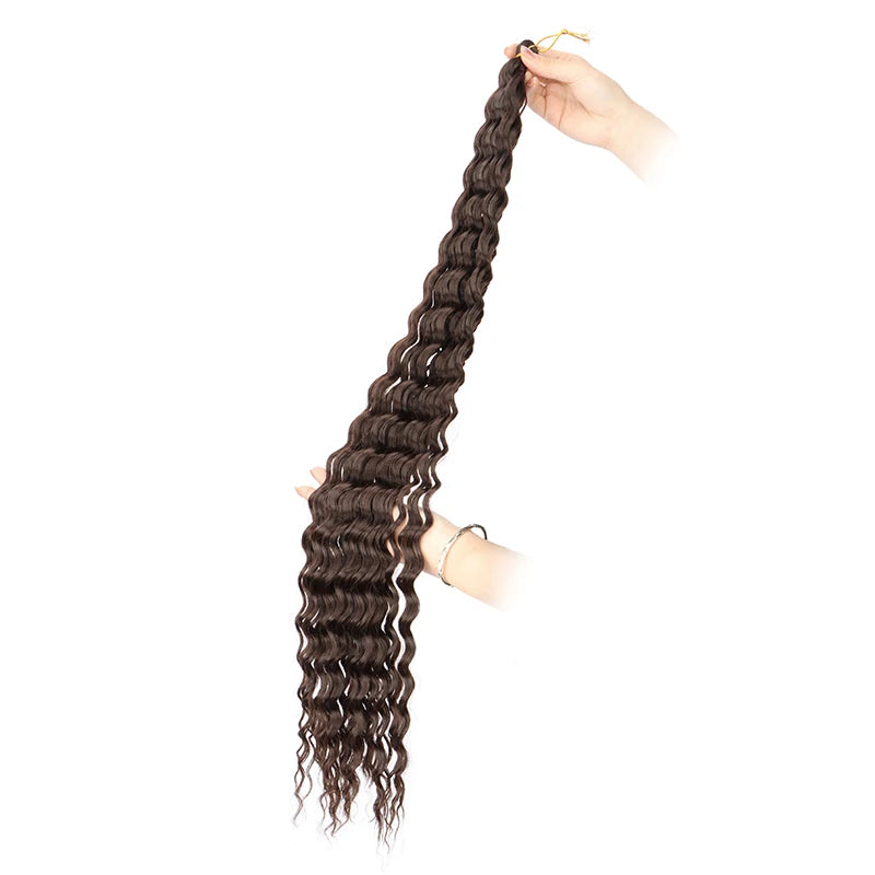 30 Inch Pre-Stretched Deep Wave Crochet Hair – Ombre Soft Curly Braiding Hair for Women Luxegan