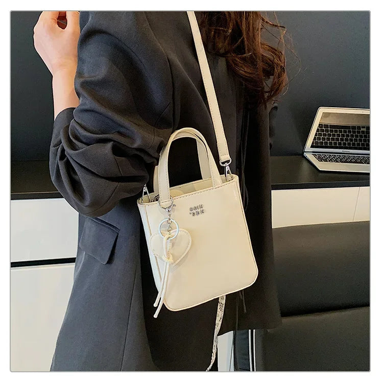 New Trend Korean Silver PU Leather Shoulder Bag | High Quality Mini Vertical Square Crossbody Purse for Women Luxegan